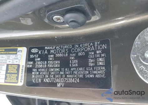 2013 Kia Soul + from USA, damaged, VIN KNDJT2A61D7538424